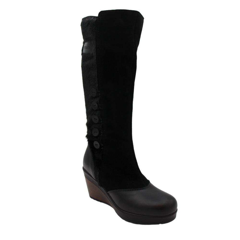Botte haute femme en loup-marin Maria – noir