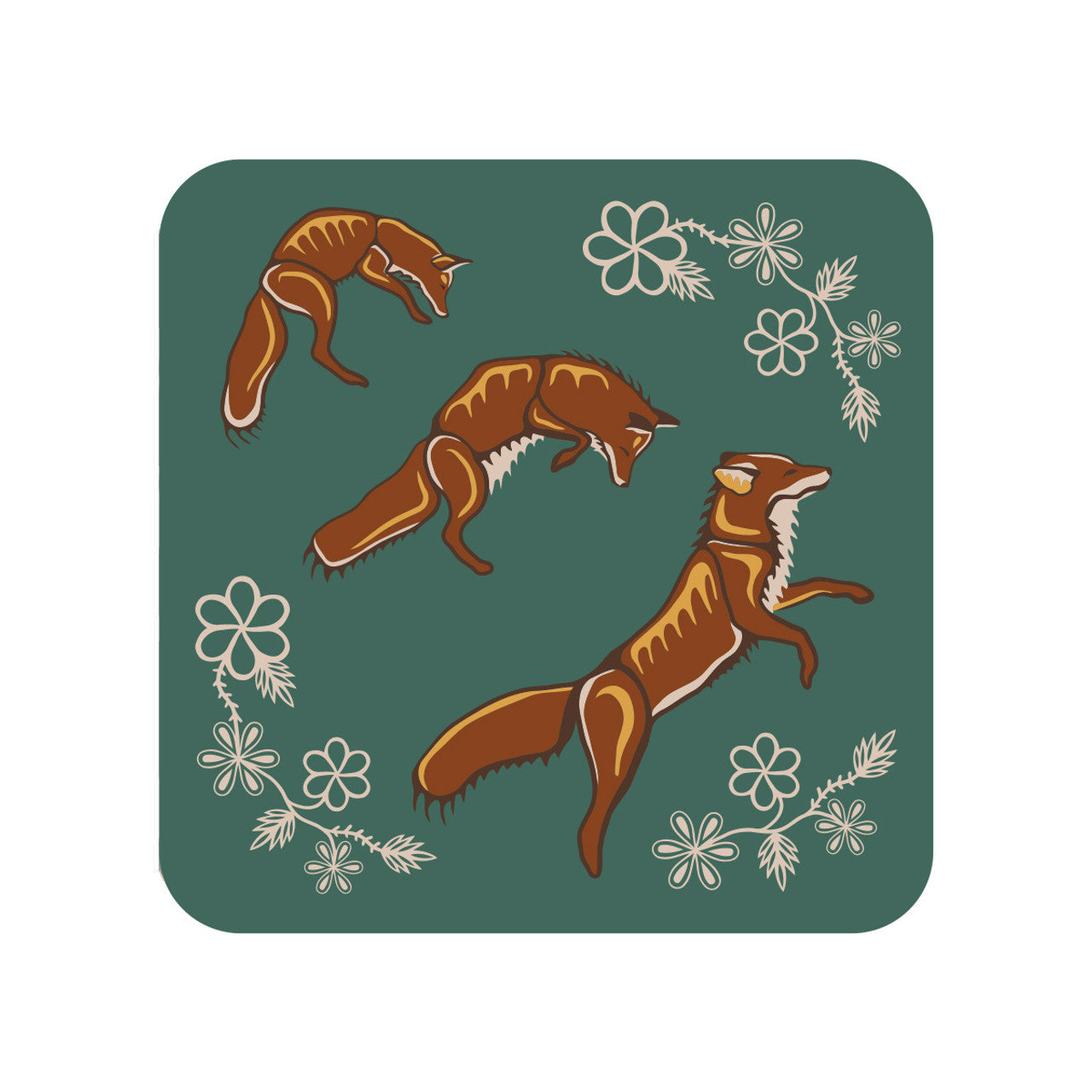 Cork-Backed Coaster - Foxes (Wagooshna)