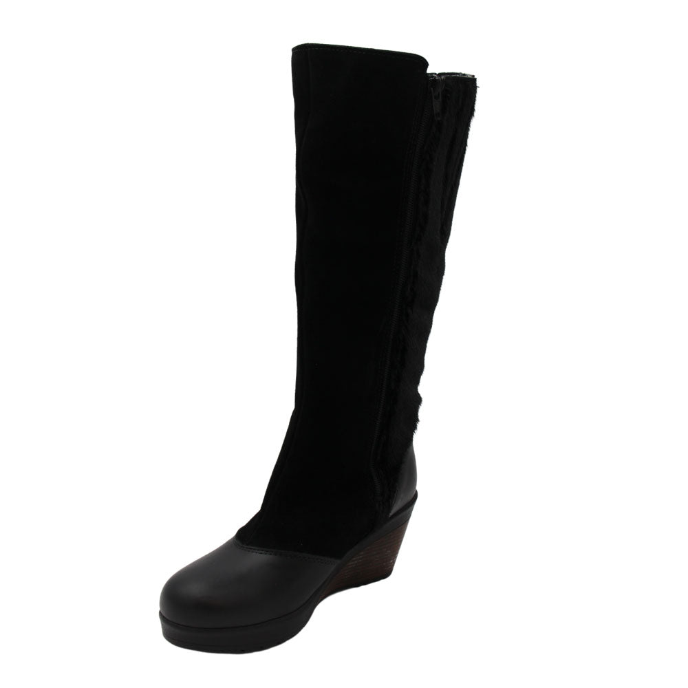 Botte haute femme en loup-marin Maria – noir