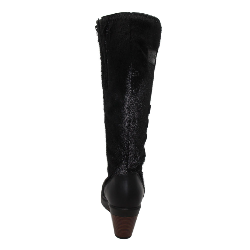 Botte haute femme en loup-marin Maria – noir