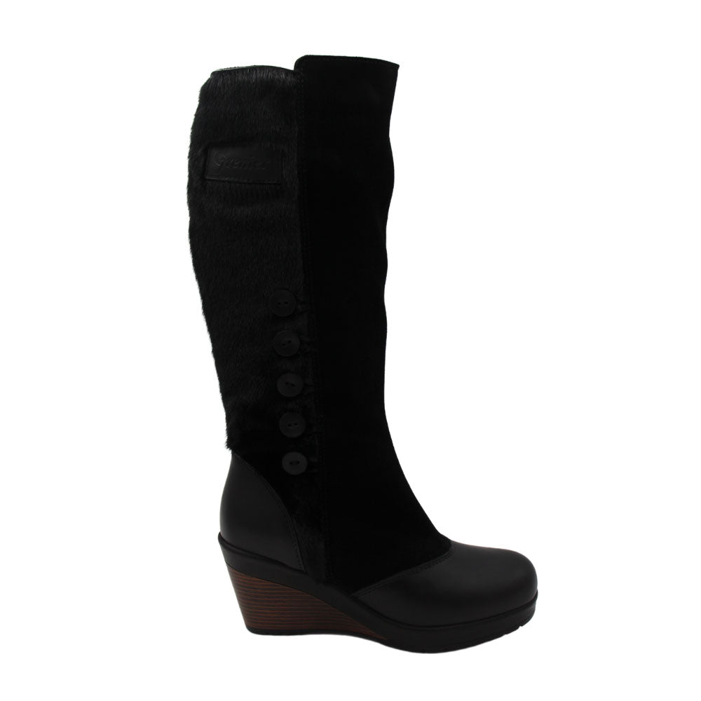 Botte haute femme en loup-marin Maria – noir