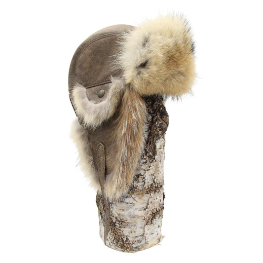 Chapeau de poil en coyote – style aviateur