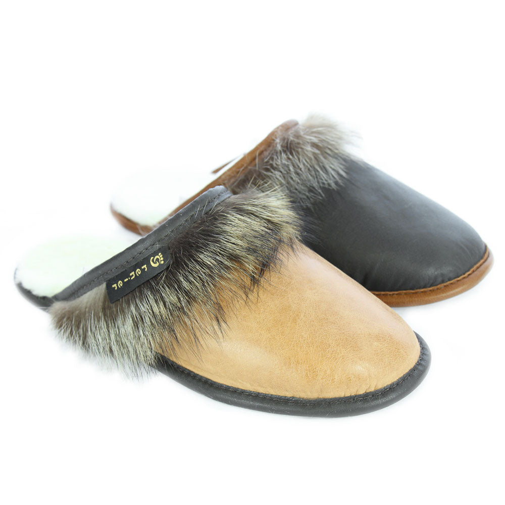 Mule pour hommes en chat sauvage naturel et cuir