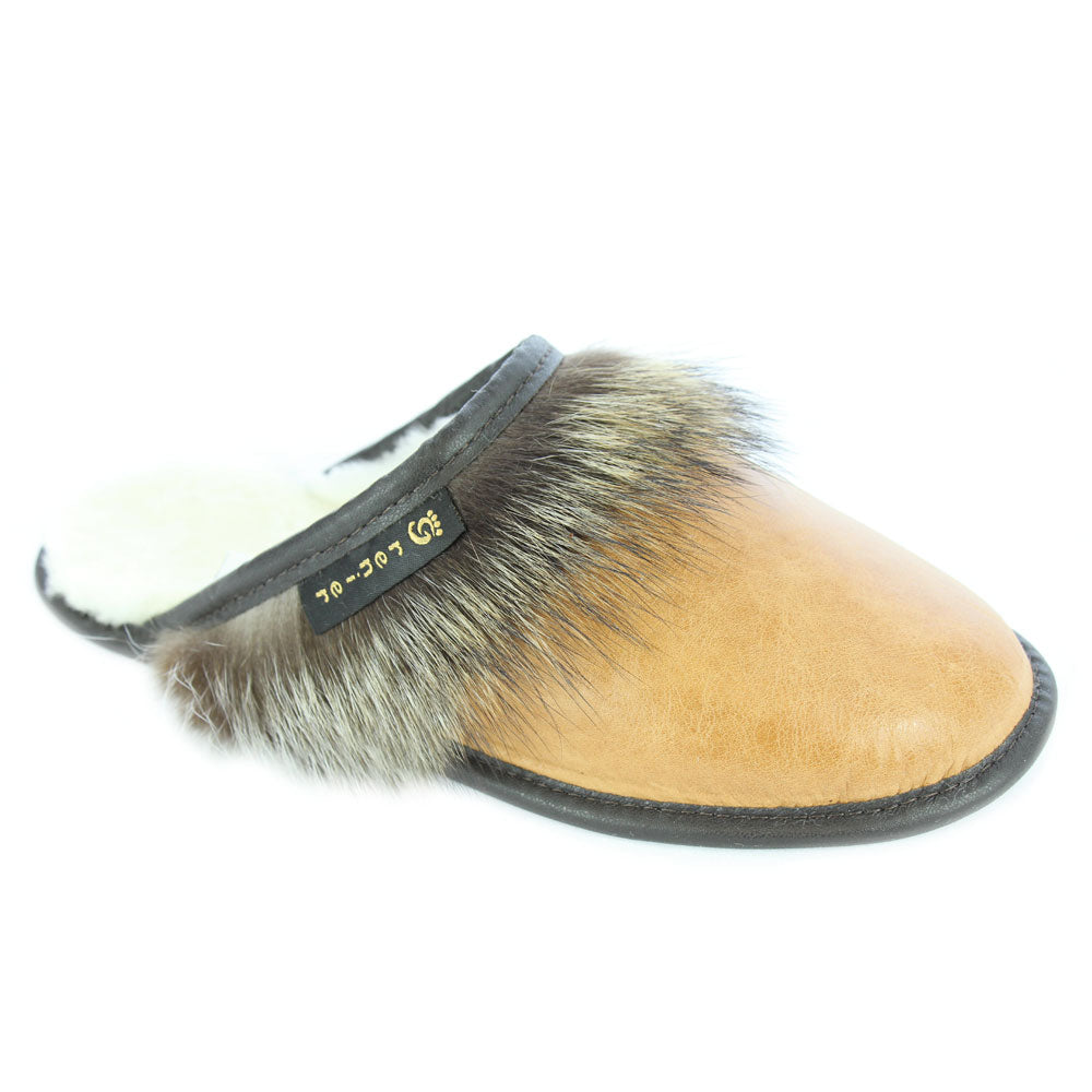 Mule pour hommes en chat sauvage naturel et cuir