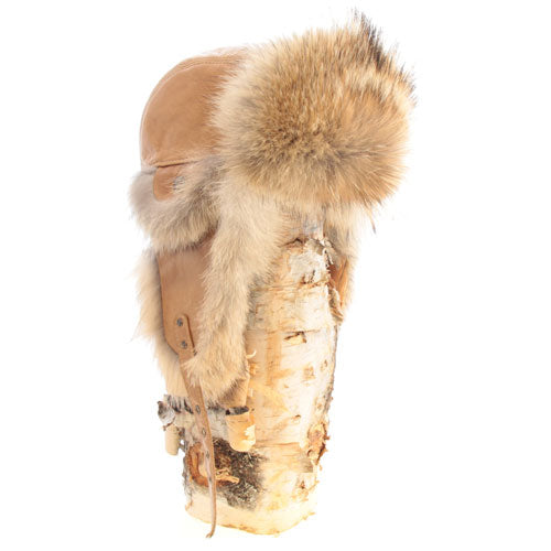 Chapeau de poil en coyote – style aviateur