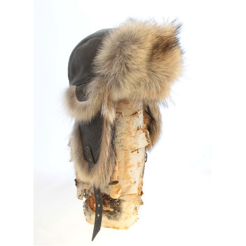 Chapeau de poil en coyote – style aviateur