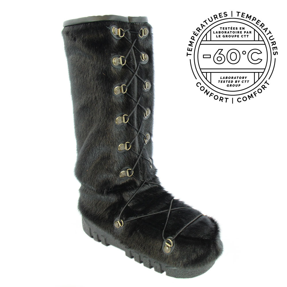 Bottes chaudes femme en loup-marin noir – Rebelle